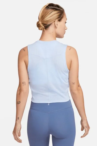 Průhledné modré tílko Nike Yoga s technologií Dri-FIT