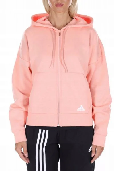 Růžová dámská mikina ADIDAS W MH 3S DK HD