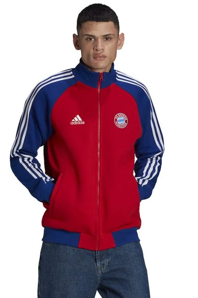 Červeno-modrá pánská fotbalová mikina Adidas FC Bayern 21/22 Anthem Jacket M H67174