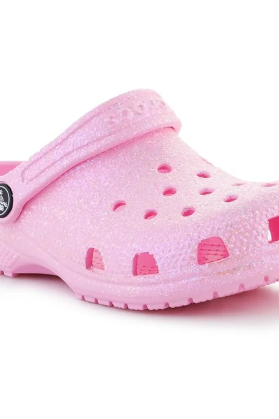 Lesklé dětské pantofle Crocs Glitter