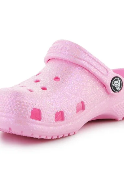 Lesklé dětské pantofle Crocs Glitter