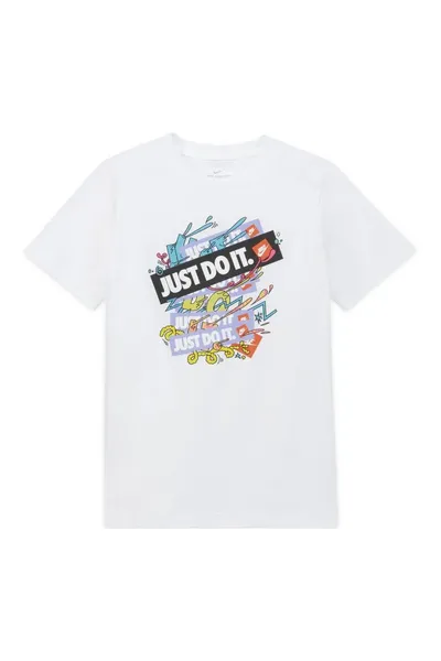 Bílé dětské tričko s potiskem Nike Sportswear Jr DH6524-100