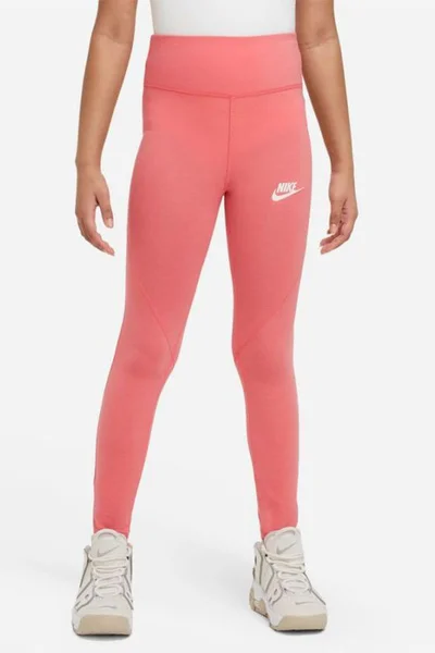 Nike Dívčí Oranžové Sportovní Legíny s Elastickým Pasem Nike SPORTSWEAR