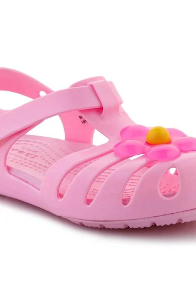 Crocs Isabela dětské růžové sandály s ozdobami