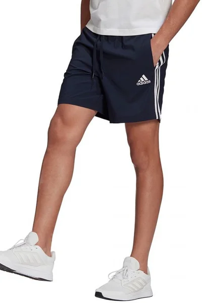 Tmavomodré tréninkové šortky adidas Aerore Essentials s pruhy