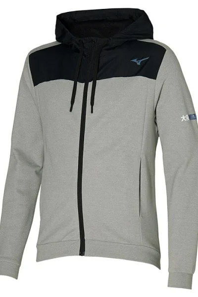 Mikina Mizuno Sweat Jacket M s kapucí a zipem černo-šedá