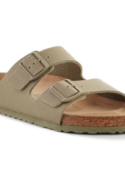 Birkenstock Vegan Plátěné Žabky Khaki