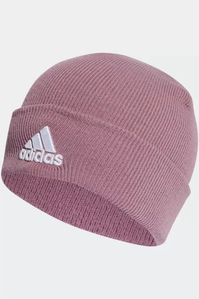 Zimní adidas čepice Classic Ribbed s ohrnovacím okrajem růžová