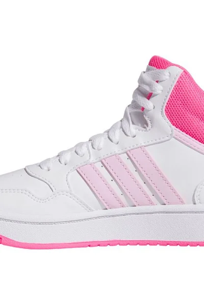 Adidas Dětské Boty Hoops Mid bílá/růžová