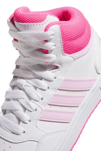 Adidas Dětské Boty Hoops Mid bílá/růžová