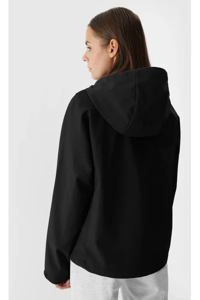 Dámská větruodolná softshell bunda 4F s kapucí - černá