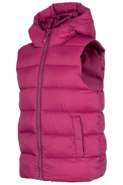 Dívčí růžová vesta s kapucí 4F