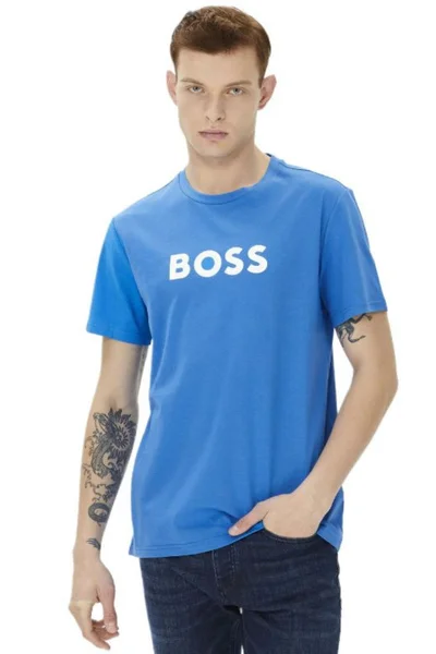 Boss Pánské Modré Tričko s Krátkým Rukávem Beachwear Regular