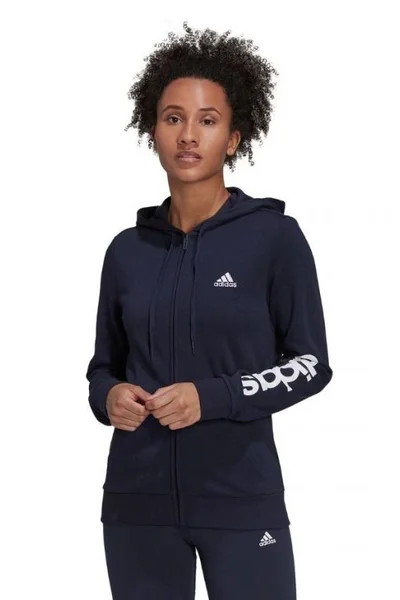 Námořnicky modrá dámská mikina s kapucí ADIDAS Essentials Logo