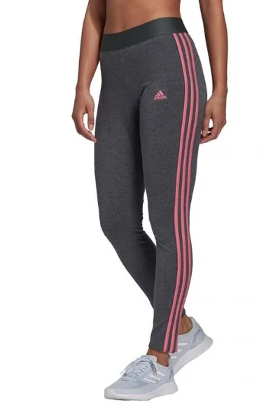 Dámské šedé legíny adidas s růžovými pruhy Loungwear E