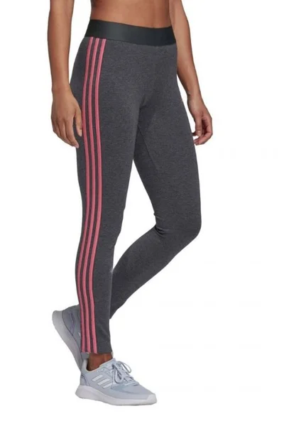 Dámské šedé legíny adidas s růžovými pruhy Loungwear E