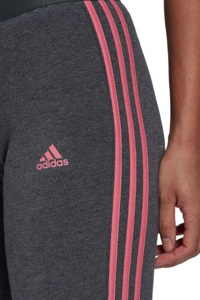 Dámské šedé legíny adidas s růžovými pruhy Loungwear E