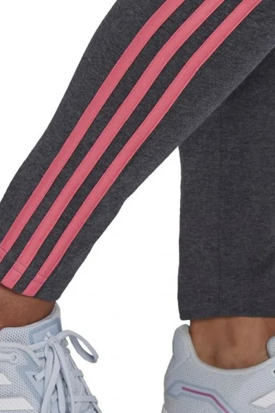 Dámské šedé legíny adidas s růžovými pruhy Loungwear E