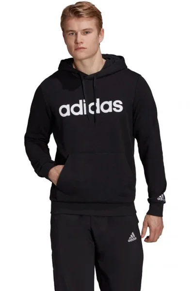 Černá pánská mikina s kapucí ADIDAS Essentials Linear