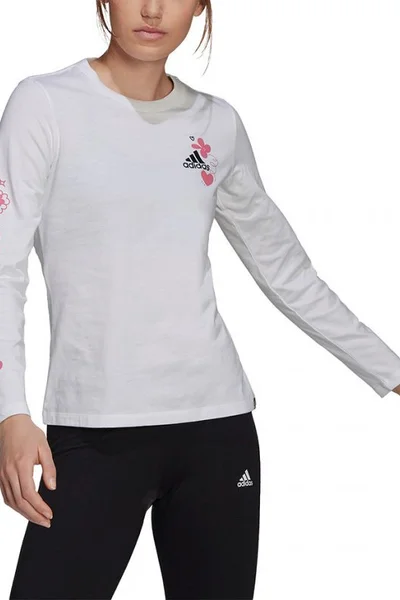 Adidas Dámské Bílé Tričko s Dlouhým Rukávem Floral W