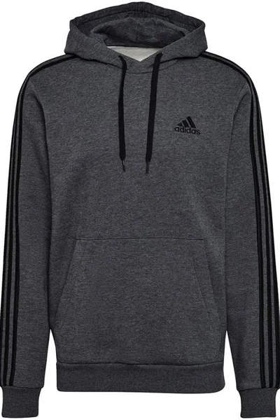 Adidas Pánská Šedá Fleece Mikina s Kapucí 3 Pruhy