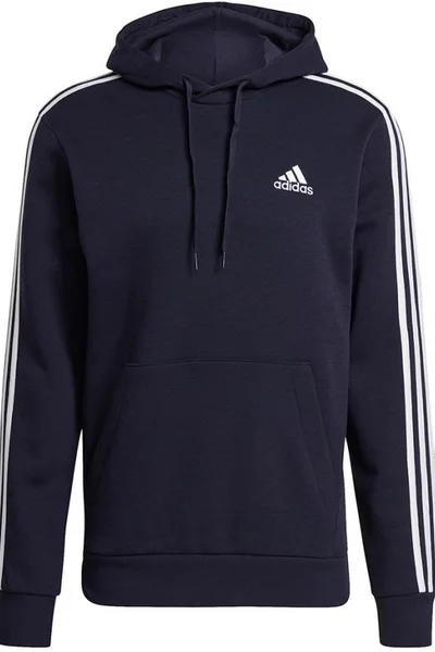 Adidas Pánská Tmavě Modrá Fleece Mikina s Kapucí a Pruhy