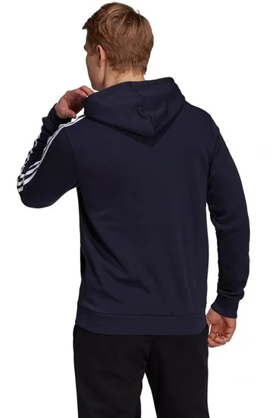 Adidas Pánská Tmavě Modrá Fleece Mikina s Kapucí a Pruhy