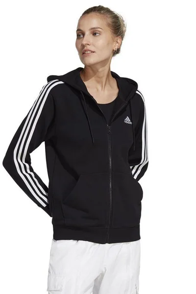 Dámská mikina Adidas 3 pruhy s plným zipem a kapucí