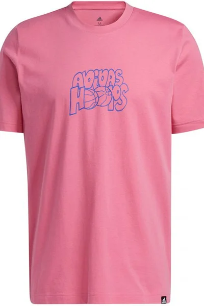 Pánské růžové tričko adidas Hoops Graphic Tee - krátký rukáv