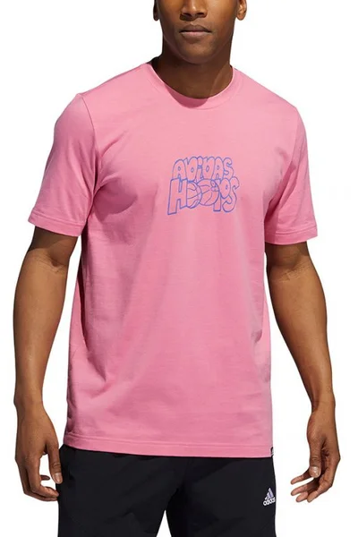 Pánské růžové tričko adidas Hoops Graphic Tee - krátký rukáv