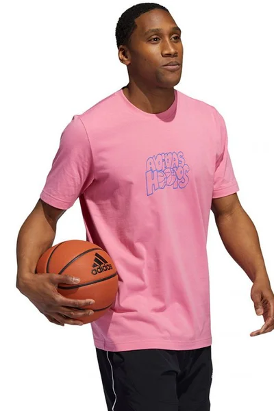 Pánské růžové tričko adidas Hoops Graphic Tee - krátký rukáv