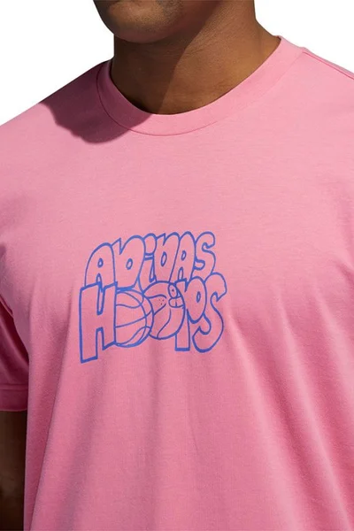 Pánské růžové tričko adidas Hoops Graphic Tee - krátký rukáv