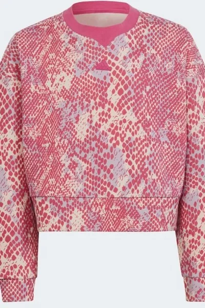 Růžová dětská mikina s celoplošným vzorem od Adidas