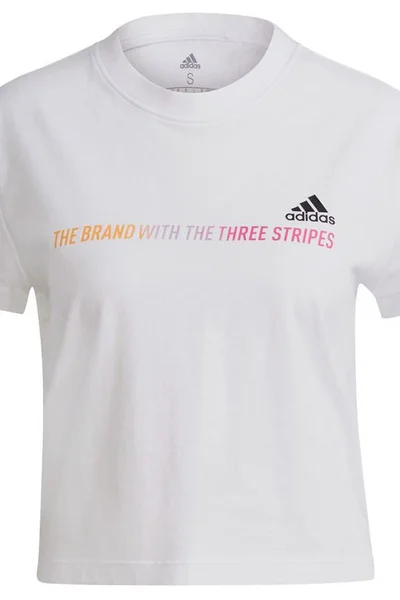 Krátké dámské tričko adidas Gradient Logo - bílé