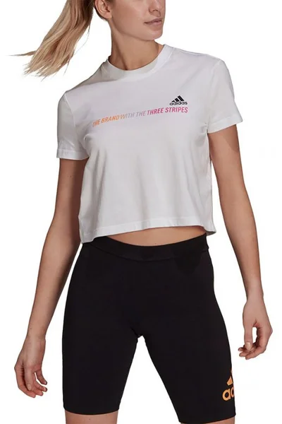 Krátké dámské tričko adidas Gradient Logo - bílé