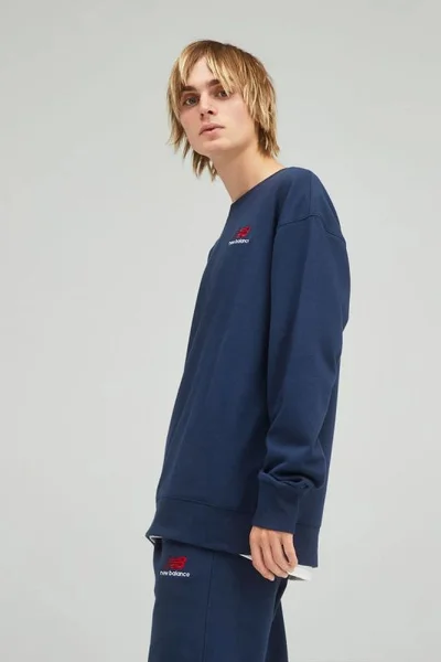 Unisex bavlněná mikina New Balance Essentials tmavě modrá