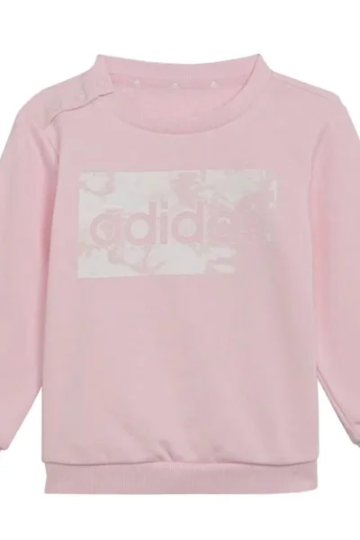 Růžová dětská adidas mikina s šedými kalhotami