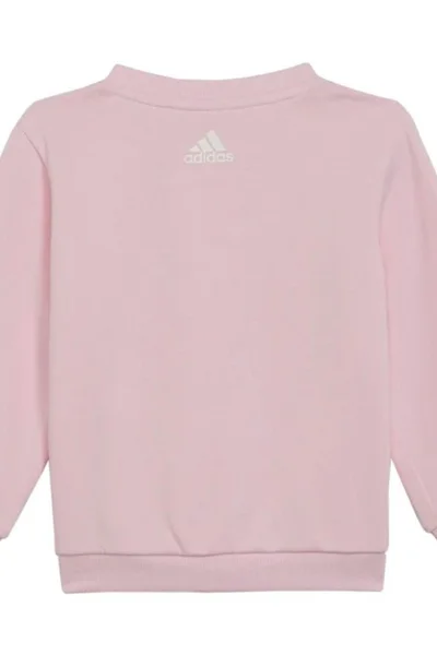 Růžová dětská adidas mikina s šedými kalhotami