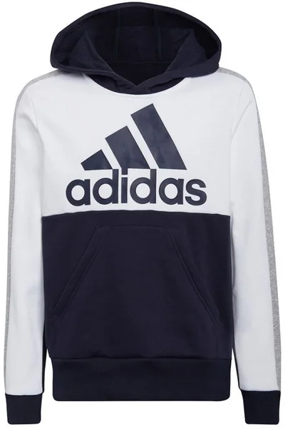 Adidas Dětská Mikina Colorblock s Kapucí - Bílá/Tmavě Modrá