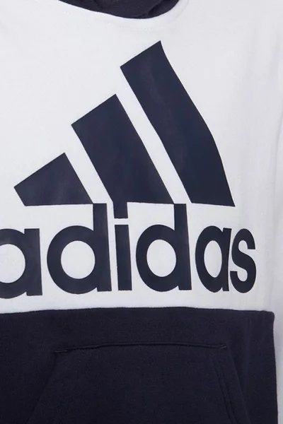 Adidas Dětská Mikina Colorblock s Kapucí - Bílá/Tmavě Modrá