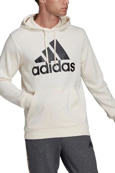 Sportovní pánská mikina adidas Big Logo s kapucí krémová