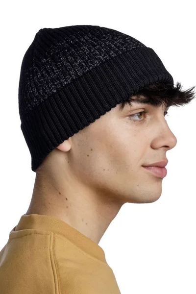 Buff Merino Černá Hřejivá Zimní Čepice Beanie