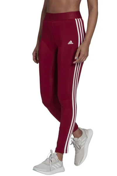 Dámské červené legíny adidas s pruhy