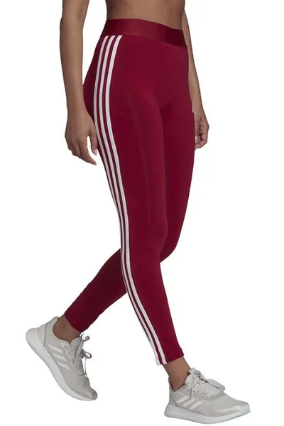 Dámské červené legíny adidas s pruhy