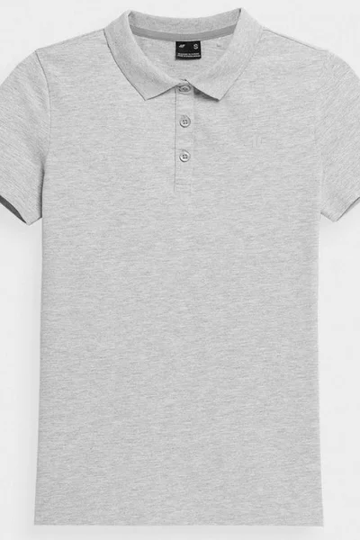 Klasické tričko s límcem 4F v šedém melíru