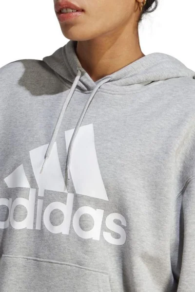 Adidas Dámská Mikina S Velkým Logem - Šedá French Terry