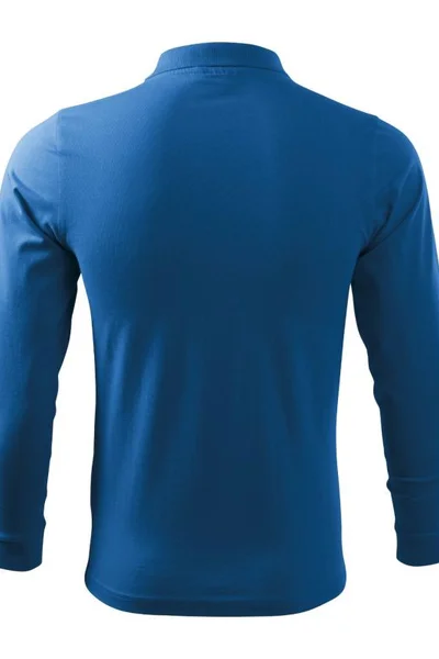 Modré polo tričko Malfini LS s barevnými knoflíky