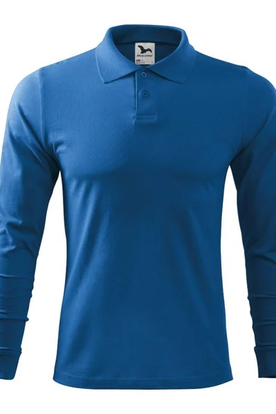 Modré polo tričko Malfini LS s barevnými knoflíky