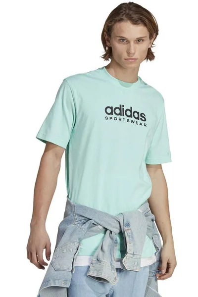 Tričko Adidas Graphic Tee pánské - krátký rukáv - máta - bavlna