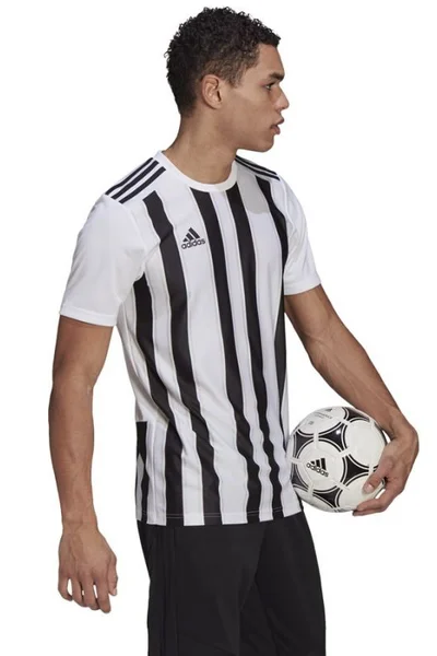 Bíločerné pánské pruhované tričko Adidas Striped 21 JSY M GV1377